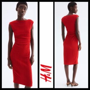 NWT H&M Red Draped Bodycon Dress